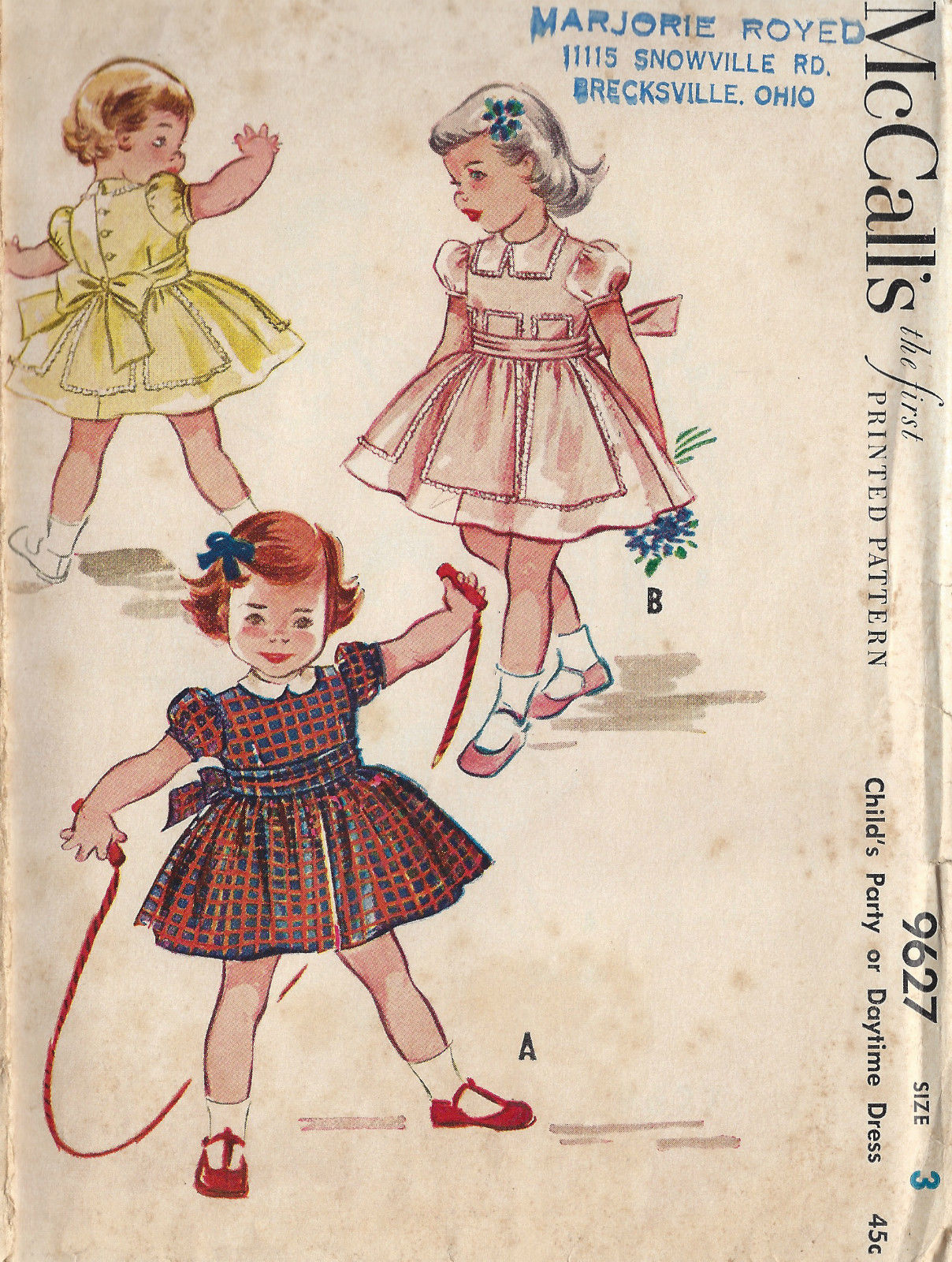 1953 Childrens Vintage Sewing Pattern S3 C22 DAY or PARTY DRESS (C12) -  The Vintage Pattern Shop